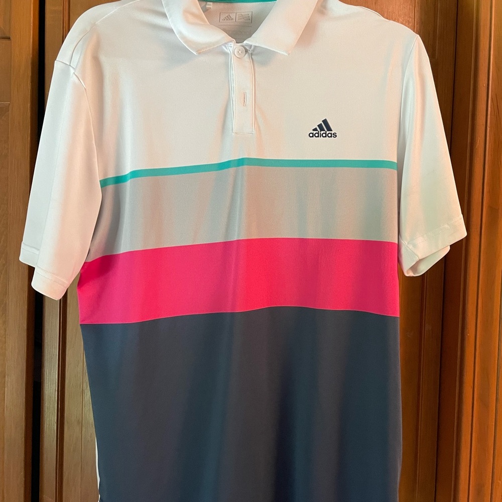 Men's Adidas Multicolor Striped Golf Polo
